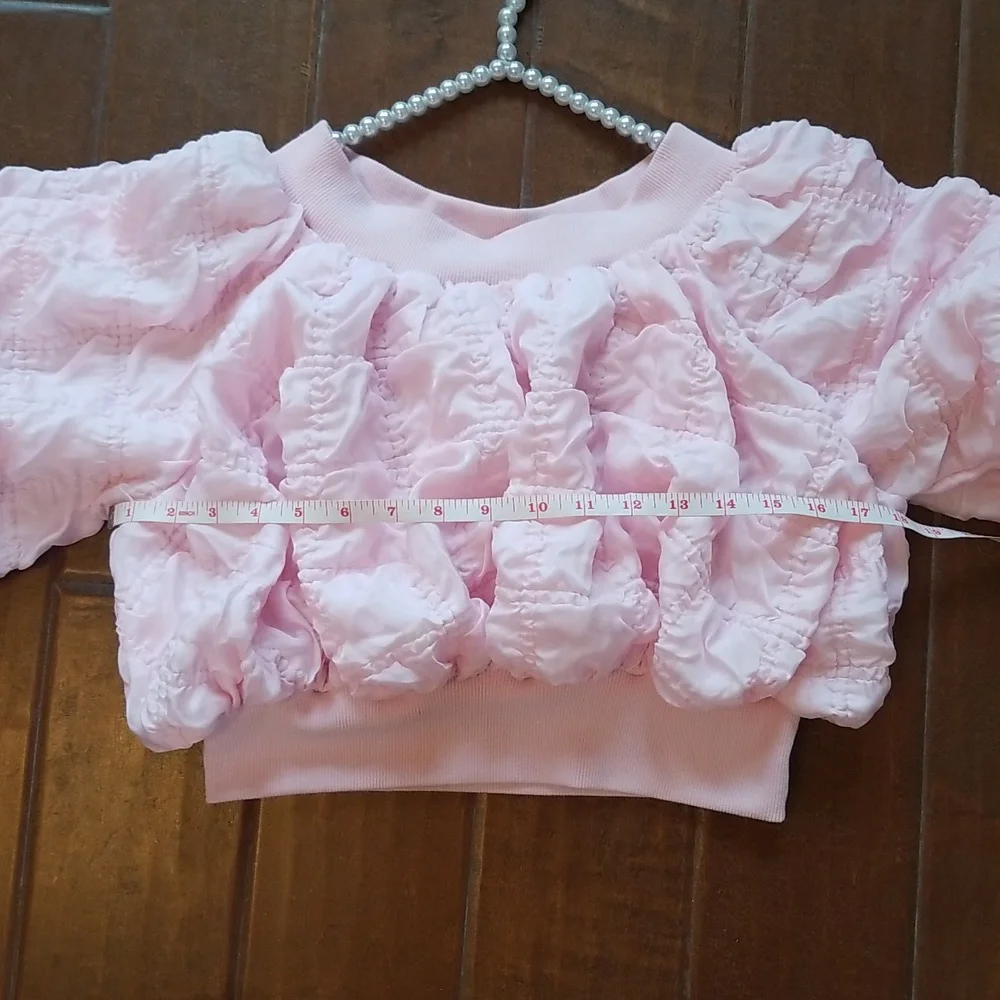 Jj's Fairyland Flourish In Frills Shortsleeve Pink Crop Top - Picture 8 of 12